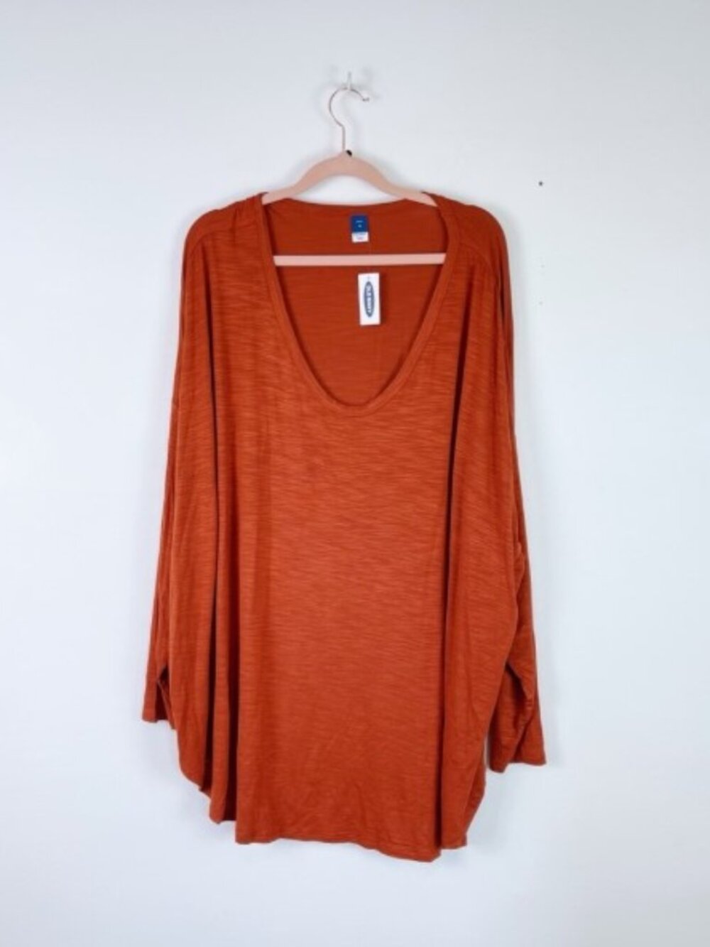 NWT Old Navy Drop Shoulder Long Sleeve Shirt, 3X, Deep Orange